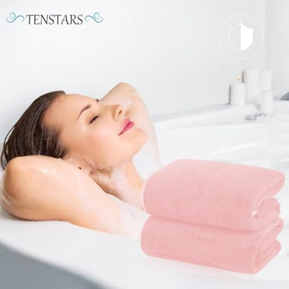 Microfiber Bath Towel 35x70in - Ultra Soft Quick Dry, Lightweight for Gym, Spa, Travel | Hotel Grade & Multi-Use| Single Pack - color: Pink, size: 35*70 Inches