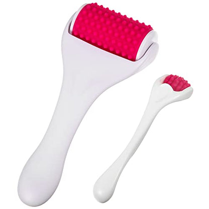 2 Pcs Muscle Roller Gift Fascia Stick Cellulite Face Muscle Body Massage Roller Massage Tool for Relief Neck Arm Back Leg Body Deep Release(White,Silicone) - color: White, Rosy, style: Silicone