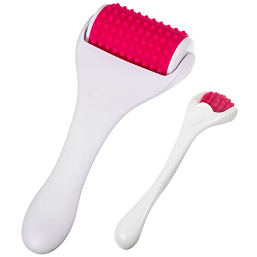 2 Pcs Muscle Roller Gift Fascia Stick Cellulite Face Muscle Body Massage Roller Massage Tool for Relief Neck Arm Back Leg Body Deep Release(White,Silicone) - color: White, Rosy, style: Silicone