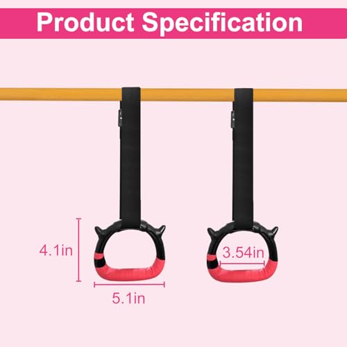 Gymnastics Rings for Kids, Children's Pull Up Rings with Adjustable Straps, Home Exercise Gym Rings for Strength/Physical Training