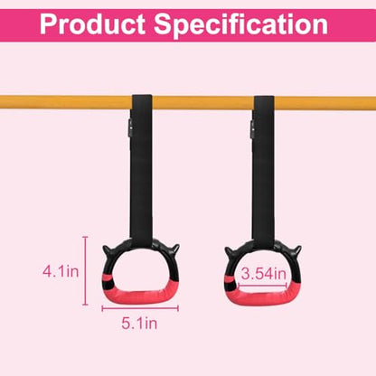 Gymnastics Rings for Kids, Children's Pull Up Rings with Adjustable Straps, Home Exercise Gym Rings for Strength/Physical Training