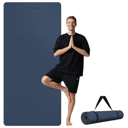 PAIDU Extra Long Wide Yoga Mat 76"x33"x2/5 Inch - Non Slip Thick Exercise Mat for Home Gym, Yoga, Pilates & Workouts