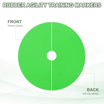 Flat Cones Spot Markers, Non-Slip Spot Marker Agility Dot Soccer Cones with Drawstring Bags - color: Green
