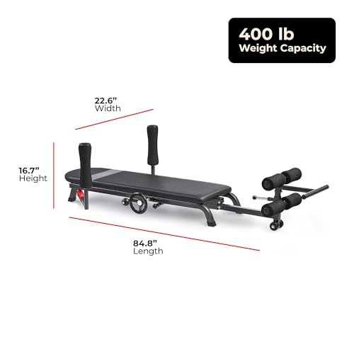 Sunny Health & Fitness No-Hang Traction & Inversion Decompression Table for Back Pain Relief, Adjustable Stretch Bench, 400 LB Capacity