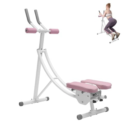 Ab Machine Abdominal Crunch Core Workout Equipment Foldable Exercise Ab Trainer Machine Coaster Abdominal/Core Fitness All Training Equipment Levels for Home & Gym - size: 41.33*15.74*43.3in Pink Rotation Cushion