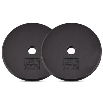 Yes4All Standard Weight Plates, 1-Inch Cast Iron Barbell Weights, Wide Range 5–50 LB, Ideal for Strength Training & Workout Routine, Available in Single, Pair & Set of 4