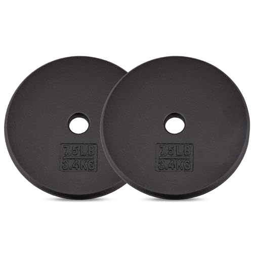 Yes4All Standard Weight Plates, 1-Inch Cast Iron Barbell Weights, Wide Range 5–50 LB, Ideal for Strength Training & Workout Routine, Available in Single, Pair & Set of 4