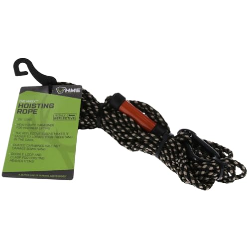 HME Maxx Hoist Rope (25 FT) - Reliable Sturdy Adjustable Easy-to-Install Hunting Gear Lift System with Highly Reflective Band