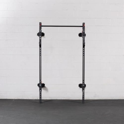Titan Fitness T-3 Series Wall Mounted Folding Power Rack, 82" Height x 21" Depth, Compact Space-Saving Rack, 2x3 11-Gauge Steel Uprights, Includes J-Hooks & Pull-Up Bar