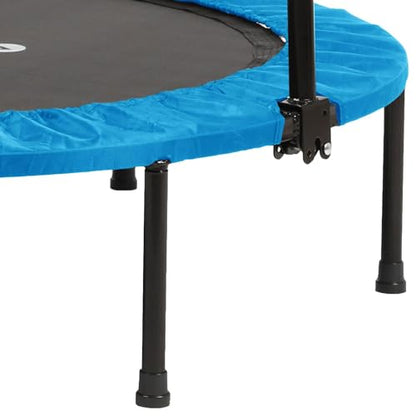 Portable Foldable Mini Trampoline Fitness Rebounder with 5 Level Adjustable Handle, Supports up to 440 Pounds, 48-Inch, Blue