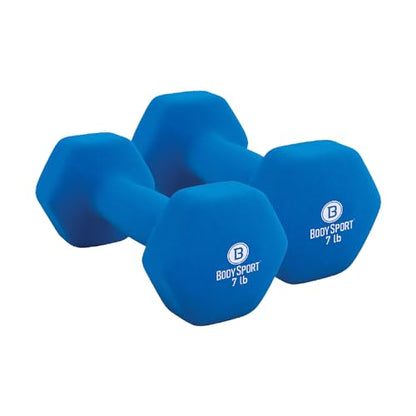 Body Sport Neoprene Dumbbell Weight - Latex-Free, Strength Training Equipment for Home Fitness & Gym Workouts - color: 7 Pound