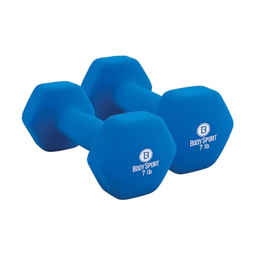 Body Sport Neoprene Dumbbell Weight - Latex-Free, Strength Training Equipment for Home Fitness & Gym Workouts - color: 7 Pound