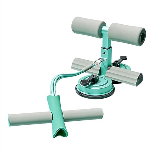Sit-Up Assistant with Dual Suction Cups & Handle – 3-Level Height Adjustable Core Trainer for Home Workouts, Double-Layer NBR Foam Padding, Compact Abdominal Exercise Equipment for Men & Women - color: Green