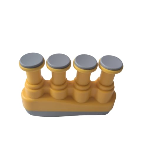 Finger Strengthener, Nalu Hand Grip Trainer Exerciser for Piano, Guitar, Bass, Ukulele Players, Plastic Material, Lightweight and Portable - Improve Finger Flexibility, Strength,1 Pack (Yellow+Gray)