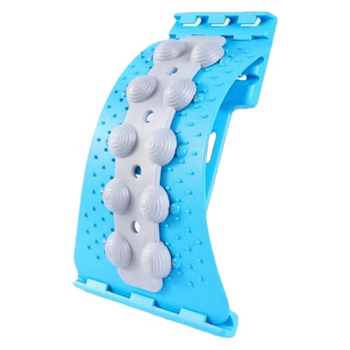 4-Level Adjustable Back Stretcher Device | Built-in Massage Point with Guide Design | Convenient Lumbar Traction Backs Stretcher for Correction Muscle Exercise Spinal Neck Nerve Yoga - color: Blue