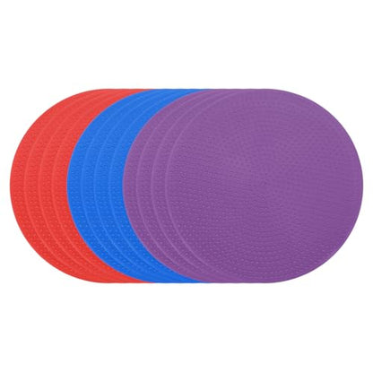 PATIKIL Spot Markers 4 Inch, 12 Pcs Non-Slip Floor Dots Agility Markers Flat Field Cones Poly Dots for Gym PE Speed Training Dance Soccer Basketball Sports, Red/Blue/Purple