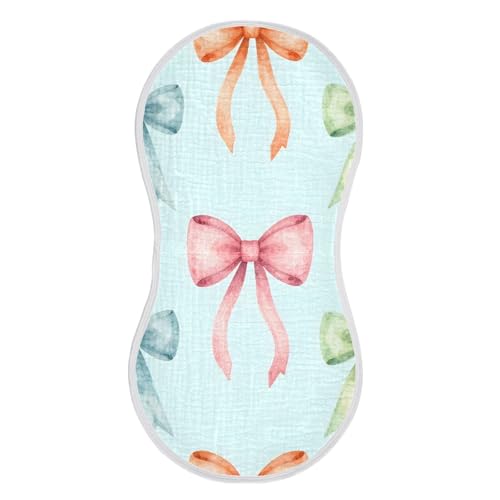 Colorful Bows Muslin Burp Cloths 4 Pack - Extra Large 22"x11", 4-Layer Soft Absorbent Cotton, Waterproof Backing, Baby Drool Rags for Newborn