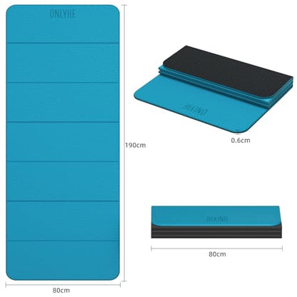 Foldable Yoga Mat 75"x31.5"x0.24" - Extra Large Lightweight TPE Exercise Mat, Double Non-Slip for Pilates, Home Workouts & Outdoor Use