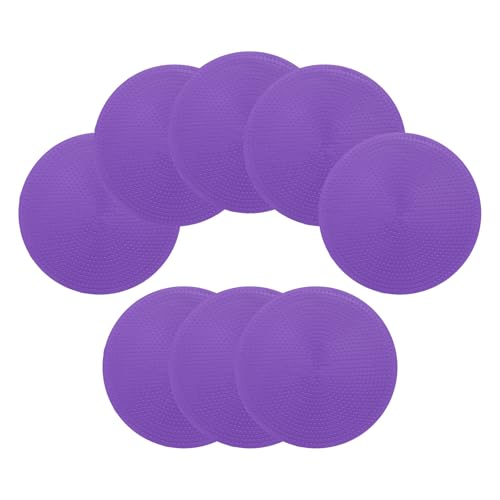 Spot Markers for Agility Dot, Non-Slip Poly Spots Floor Dots Flat Field Soccer Training Equipment 4 in & 8 Pcs & Purple -Fitting for (Gym/Sports/Training/PE Games/Dance)