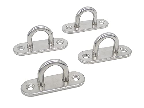 Stainless Steel Ceiling Hooks & Wall Hangers - Heavy Duty M6 Screw Mount, Rust-Proof Anchor Straps for Garage, Outdoor, Storage (4-Pack) - size: M6 U Hook