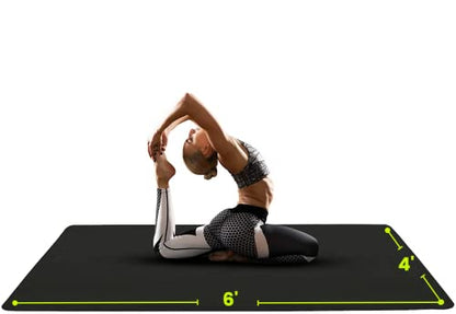 Gogokiwi Large Yoga Mat (6'x4') – 1/4" & 1/2" Thick Exercise Mats for Home Workout, Extra Wide Workout Mats for Home Gym, Yoga, Pilates, Stretching, Floor & More
