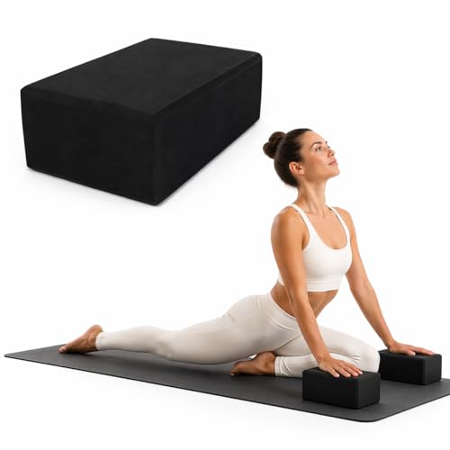 High Density EVA Foam Yoga Block Support and Stability for Stretching, Workout, Pilates at Home and Gym - color: Black