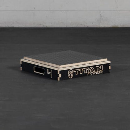Titan Fitness Anti-Slip 4in Stackable Wooden Plyometric Box, Pro-Duty Plyo Box, Jump Step-Up Box Squat, Home Garage Gym Training