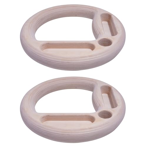 Wooden Gymnastic Rings with Built-in Hangboard – 32mm Birch Rings with 6 Grip Options & Numbered 38mm Straps – Calisthenics, Climbing, Bodyweight Training
