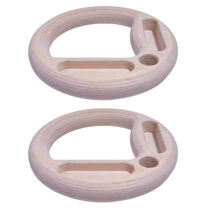 Wooden Gymnastic Rings with Built-in Hangboard – 32mm Birch Rings with 6 Grip Options & Numbered 38mm Straps – Calisthenics, Climbing, Bodyweight Training