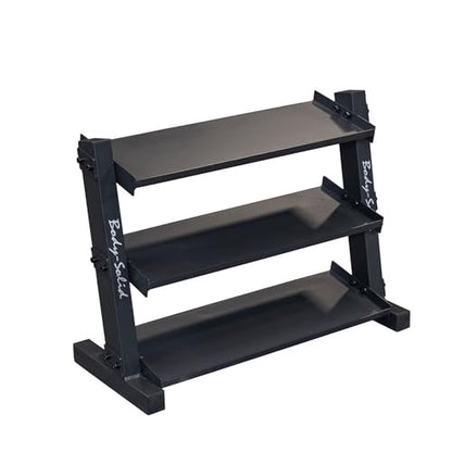 Body-Solid (GDR34B) 3-Tier Dumbbell Rack Storage for 12 Pairs Neoprene/Vinyl Dumbbells 1-15 lbs, Dumbell Weight Rack Stand Only, Commercial and Home Gym Strength Training Organizer