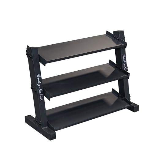 Body-Solid (GDR34B) 3-Tier Dumbbell Rack Storage for 12 Pairs Neoprene/Vinyl Dumbbells 1-15 lbs, Dumbell Weight Rack Stand Only, Commercial and Home Gym Strength Training Organizer