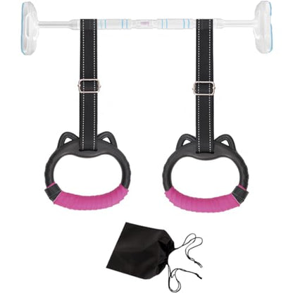 Gymnastics Rings Set for Kids, Professional Children's Trapeze Bar Pull Up Rings with Straps Playground Home Gym Ring with Drawstring Bag for Physical Training