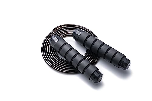 BOOMIBOO Jump Rope, Adjustable Jump Ropes,Skipping Rope Tangle-Free Rapid Speed with Ball Bearings for Women Men Kids,Exercise & Slim Body Jumprope at Home School Gym - color: Black