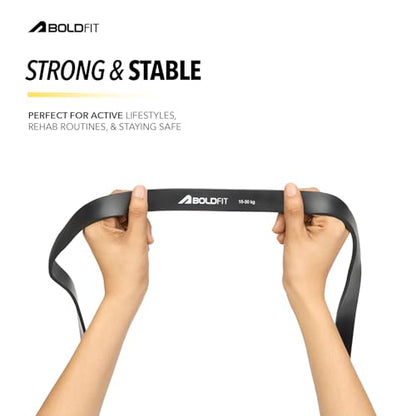 Boldfit Heavy Resistance Band for Exercise & Stretching, Pull Up Band Suitable in Home & Gym Workout, Power Bands for Men & Women. (Black 15-30 kg Resistances)(Material: Natural Rubber )