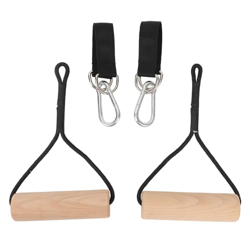 Wooden Gymnastic Rings, Pull Up Handle Strength Trainer Muscle Group Building Arm Strength Training Portable 440lb Capacity for Home Outdoor Exercise, Denashuy07b28of4