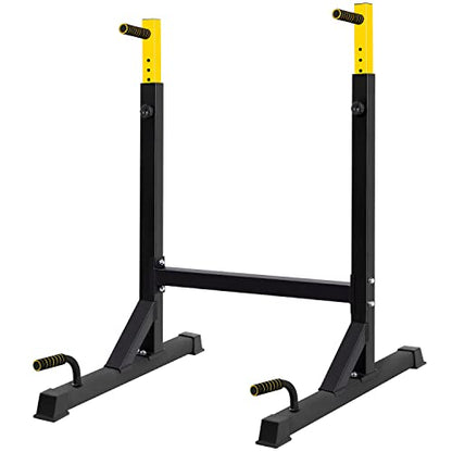 Dip Station Adjustable Parallel Bars For Home, Dip Stand With Two Safety Connectors And 6 Height Level, Multi-Function Dip Machine With 500 LBS Loading Capacity