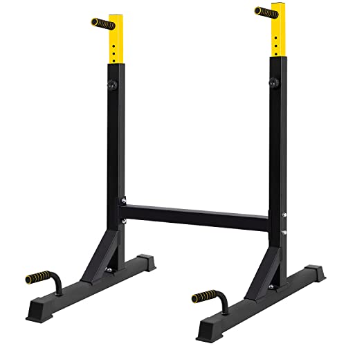Dip Station Adjustable Parallel Bars For Home, Dip Stand With Two Safety Connectors And 6 Height Level, Multi-Function Dip Machine With 500 LBS Loading Capacity
