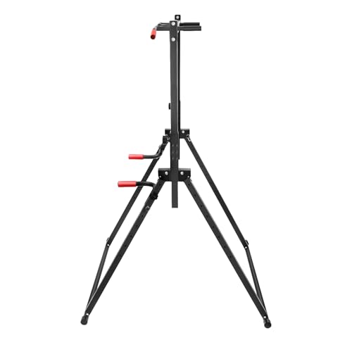 Pull Up Station, Triangular Power Tower Foldable Pull Up Bar Station, Height Adjustable Multi-Function Tower Workout Dip Stand for Home Gym Strength Training Equipment