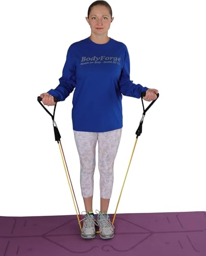 BodyForge Resistance Bands, Exercise Bands, Resistance Bands for Working Out, Work Out Bands with Handles for Men and Women Fitness, Strength Training Home Gym Equipment - size: 4 Pack