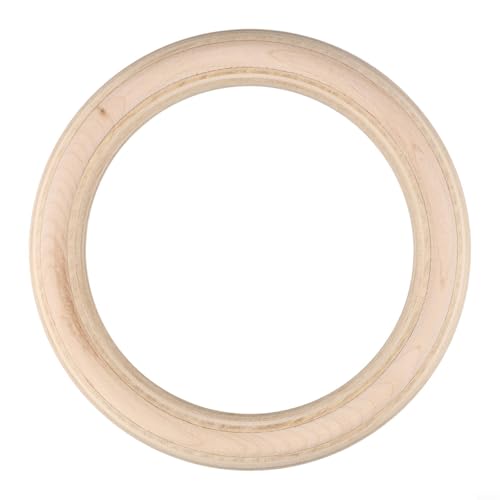 2Pcs Wood Gymnastics Rings Solid Birch Pull Up Bars for Adult Home Fitness Training Adjustable Straps Included 19mm Inner Diameter(25mm 19cm)