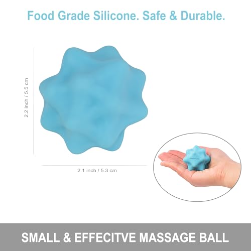 Small Spiky Massage Ball Trigger Point Massage Tool. Solid Bumpy Massager Balls for Deep Tissue Myofascial Release Hand Foot Plantar Fasciitis Pain Relief Knots Acupoint Yoga Fitness. 2.2×2.1in (Blue) - color: Blue