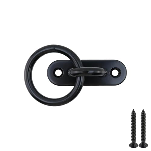 Semetall M8 Black Ceiling-Wall Mount Hook & Pad Eye Plate - 4 Pack 304 Stainless Steel Deck Hardware, Heavy Duty Anchor Rings for Boat Rigging, Yoga Swings, Hammocks & Marine Suspension(Oval) - size: M8 - Oval