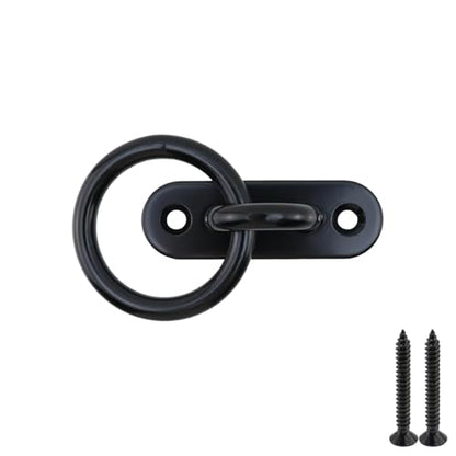 Semetall M8 Black Ceiling-Wall Mount Hook & Pad Eye Plate - 4 Pack 304 Stainless Steel Deck Hardware, Heavy Duty Anchor Rings for Boat Rigging, Yoga Swings, Hammocks & Marine Suspension(Oval) - size: M8 - Oval
