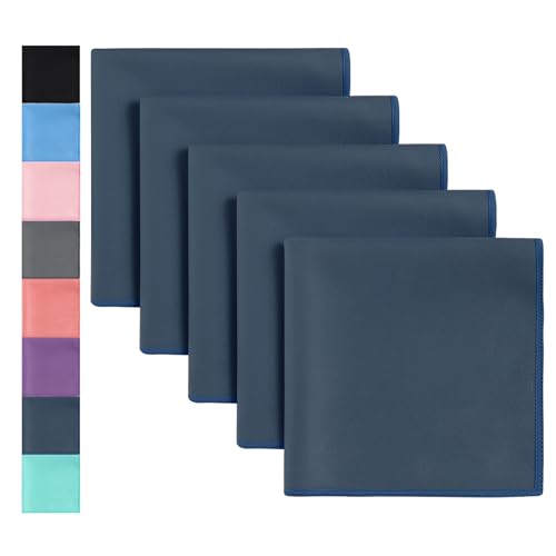 GREATEE Sweat Absorbing Handkerchiefs for Men & Women Microfiber Handkerchiefs Quick-Dry Small Sweat Rags for Sports Work - color: Navy Blue-5pcs