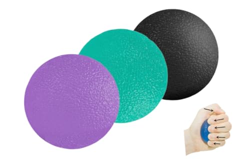 3 Resistance Levels Stress Balls for Adults, Squeeze Balls for Physical Therapy, Hand Grip Strength Trainer, Hand Strengthening Devices, Hand Exercise Balls, Wrist Forearm Finger Exerciser