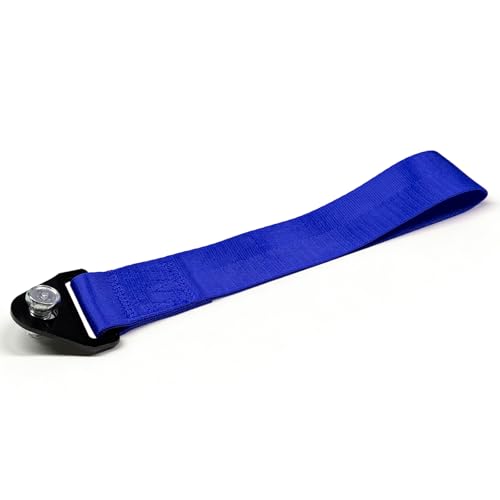Racing Tow Strap, High Strength Nylon Car Bumper Towing Hook Traction Rope with Bolt & Nut, Universal Auto Trailer Belt Decorative Towing Strap for Front or Rear Bumpers (Blue) - color: Blue