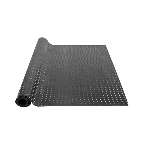 VEVOR Diamond-Plate Rubber Flooring Roll, 3 mm x 4 ft x 6 ft Garage Floor Mat, SBR Rubber Garage Flooring Roll, Easy to Clean, Diamond Plate Rubber Mat for Under Cars, Garage Industry Gym, Black - size: 72"L x 48"W x 0.12"Th