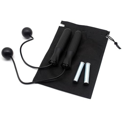 Benvo Ropeless Jump Rope Speed Skipping Rope Cordless with 180g Removable Weights for Double Unders, Exercise, WOD, Boxing, MMA Beachbody Training Fitness (Black)