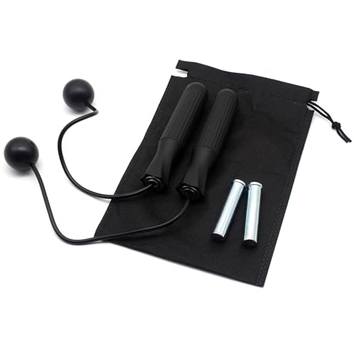 Benvo Ropeless Jump Rope Speed Skipping Rope Cordless with 180g Removable Weights for Double Unders, Exercise, WOD, Boxing, MMA Beachbody Training Fitness (Black)
