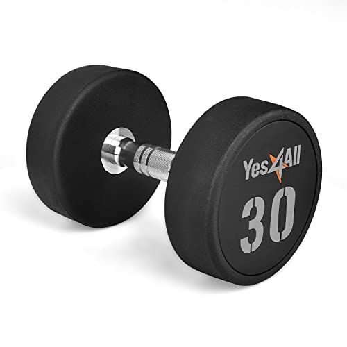 Yes4All Urethane Dumbbell with Anti-Slip Knurled Handle 5-50 LB for Muscle Building - Sold Individually - color: F. 30 Pounds